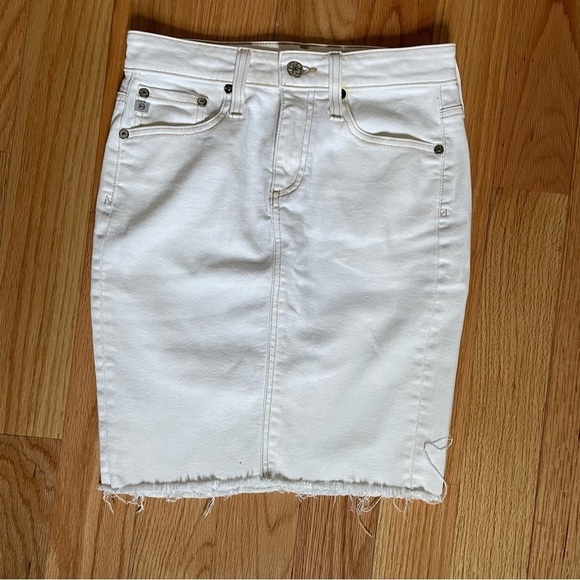 Adriano Goldschmied Denim The Erin Pencil Skirt 1 Year Neutral White Size 24R - Picture 2 of 10